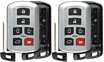 KeylessOption Keyless Entry Remote Control Key Fob Case Shell Button Pad Outer Cover Housing for Sienna HYQ14ADR (Pack of 2)