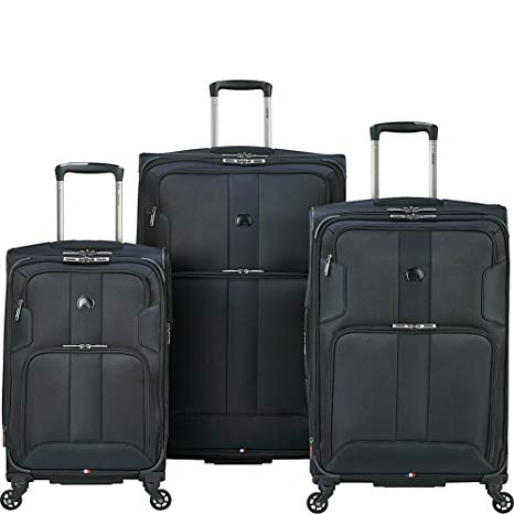 Delsey Luggage Sky Max 3 Piece Spinner Luggage Set, Black