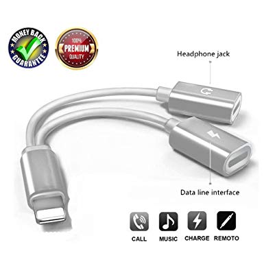 2-in-1 Splitter Adapter. Compatible with iPhone Xs Max/Xs/Xr/X/8/8 Plus/7/7 Plus. Compatible iOS 10 or Later, Double Ports for Dual Headphone Audio & Charge Adapter.