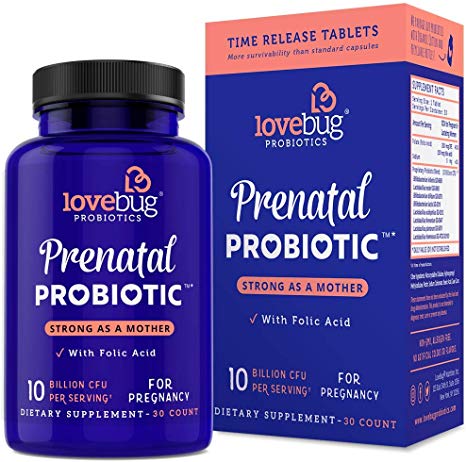 Lovebug Prenatal Probiotic Supplement, Extra Folic Acid Formula to Support Healthy Pregnancy Moms. (30)