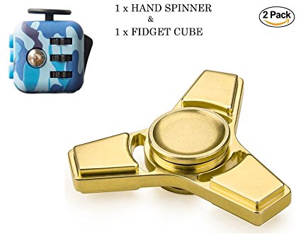 Hand Spinner and Fidget Cube , 2017 Design Highest Quality Ceramic Bearing . Fidget Cube and Hand Spinner (2 PACK)