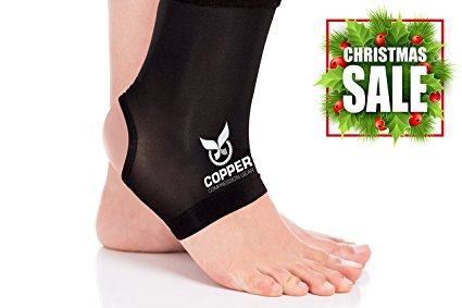 Copper Compression Gear PREMIUM Fit Recovery Ankle Sleeve - 100% GUARANTEED - #1 Ankle Brace / Support Sock / Wrap / Stabilizer For Men And Women (Small)