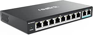 Reolink Switch Ethernet con 8 Porte PoE, 2 Porte Uplink Gigabit, fino a 120 W Totali per le Porte PoE, Switch PoE Ideale per NVR Reolink e Telecamere Reolink PoE, IEEE802.3af/at, RLA-PS1