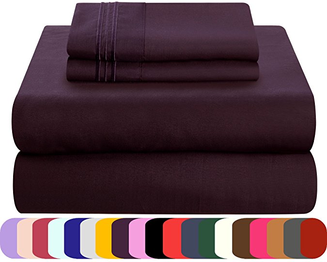 Mezzati Soft and Comfortable Bed Sheets Set – 1800 Prestige Brushed Microfiber Collection Bedding (Purple, Queen)