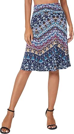 Urban CoCo Women's Ruched High Waist Knee Length Jersey A-Line Stretchy Flared Casual Skirt