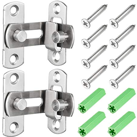 Tatuo 2 Pieces 90 Degree Right Angle Door Latch Hasp Bending Latch Buckle Bolt Sliding Lock Barrel Bolt with Screws for Doors and Windows