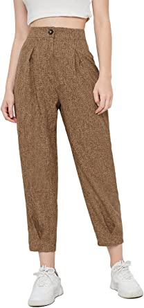 DIDK Women's Casual Work Pants Regular Fit Straight Leg Pants Mid Waist Trousers Relaxed Fit Bootcut