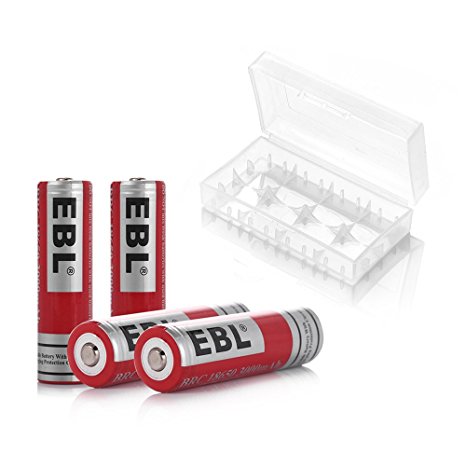 EBL 4 Pack 3000mAh 3.7V 18650 Li-ion Rechargeable Batteries 1200 Cycles