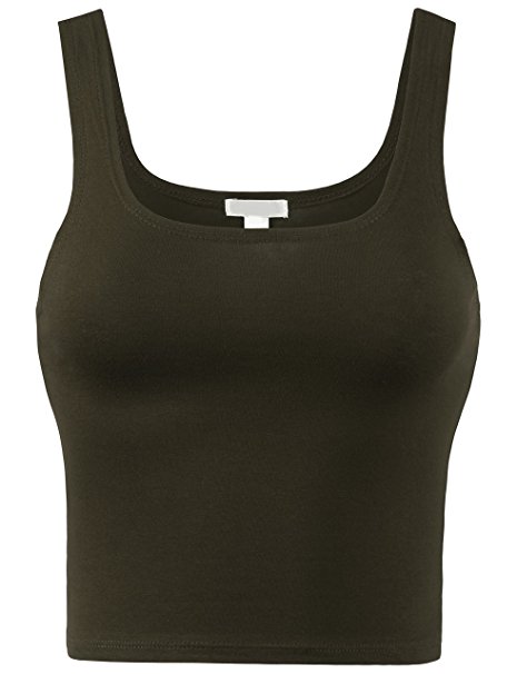 BEKDO Womens Basic Solid Soft Seamless Cropped Racerback Sports Tank Top