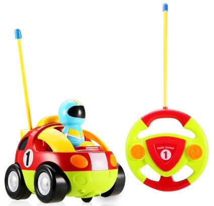 YKS Cartoon RC Race Car Radio Control Toy for Toddlers and Kids Red