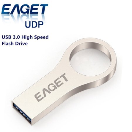 EAGET U66 High Speed Data Traveler Flash Drive, Full Metal USB 3.0 Waterproof & Shockproof Flash Chips, Memory Stick with Unibody Key Ring Design (64GB)