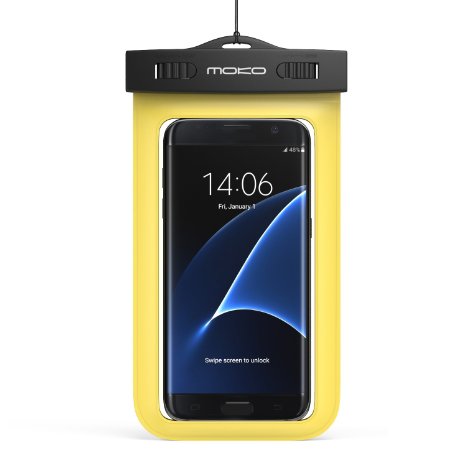 Universal Waterproof Case, MoKo Cellphone Dry Bag With Armband & Neck Strap for iPhone 7 / SE / 6s Plus / 6s / 6 , Galaxy Note 7 / S7 / S7 Edge, Also fits devices up to 6 inch, YELLOW