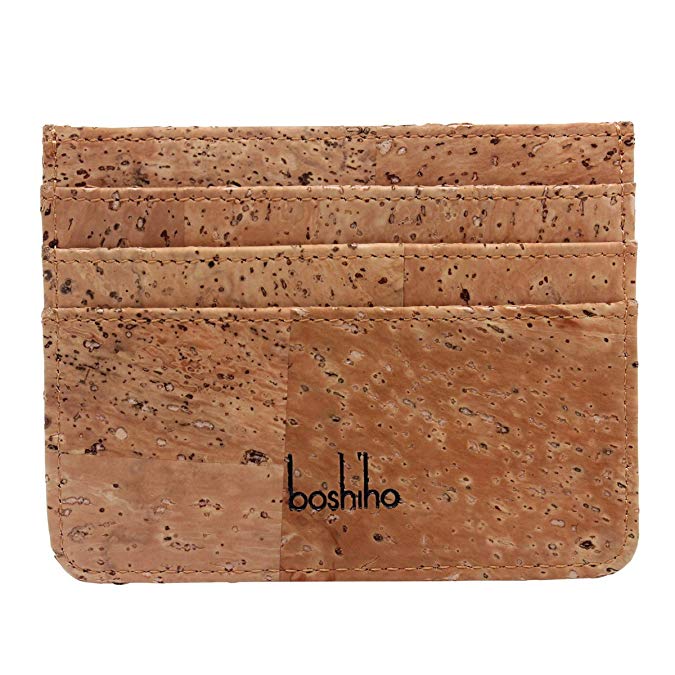 Boshiho Cork Credit Card Case Wallet Slim Super Thin Front Pocket Wallet Eco Friendly Gift for Vegan