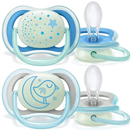 Philips AVENT Ultra Air Nighttime Pacifiers 6-18 Months, Star, 2 Piece Assortment (SCF376/21)