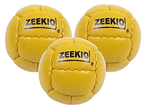 Zeekio Galaxy 12 Panel Leather Juggling Ball, Yellow, Set of 3
