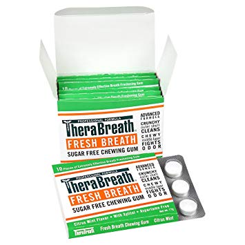 TheraBreath – Fresh Breath Chewing Gum – Citrus Mint Flavor – Relieves Bad Breath Instantly – Certified Vegan – Sugar Free – Dentist Formulated Chewing Gum – 6 Sheets