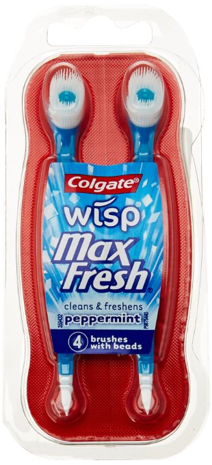 Colgate Wisp Mini-Brush with Peppermint Freshening Bead 4 brush's