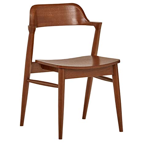 Rivet Mid-Century Modern Low-Back Dining Chair, 30" H, Walnut