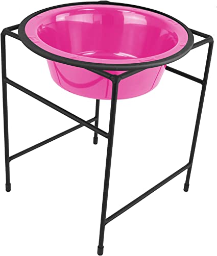 Platinum Pets Single Diner Feeder with Stainless Steel Dog Bowl, 3.5 cup/28 oz, Bubble Gum Pink