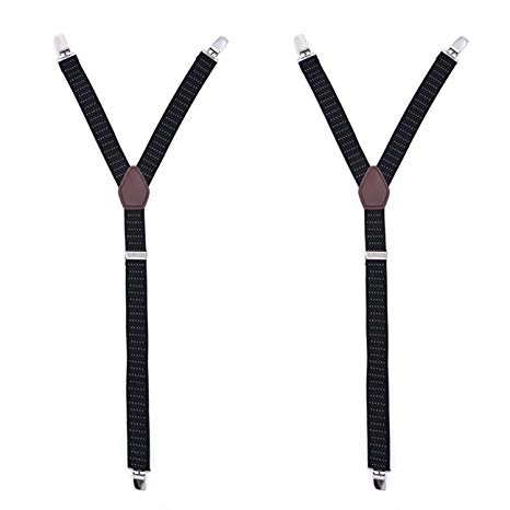Gent House Speckle Y Style Shirt Stays Suspenders for Men Non-slip Clamps Black