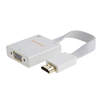 HDMI to VGA, CableCreation Flat HDMI to VGA Adapter, For PC Laptop NoteBook HD DVD and More. White