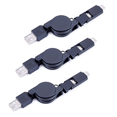 Micro USB Cable, NonoUV Usb Type C Cable 2 IN 1 Retractable Charging Data Sync Micro USB Cord for Samsung Galaxy S7 Edge/S6/S4/S8, Nexus 6p, Huawei p9, Chromebook Google Pixel, LG V20 G5 more