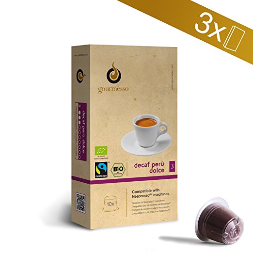 Gourmesso Decaf Perù Dolce - 30 Nespresso® compatible coffee capsules (30 capsules)