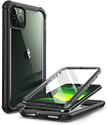 i-Blason Ares Series for iPhone 11 Pro 5.8 Inch (2019 Release), Rugged Clear Bumper Case with Built-in Screen Protector (Black)