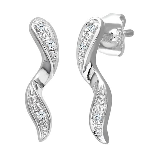 Naava 0.03 ct Diamond Drop Earrings in 9 ct White Gold