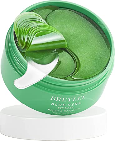 BREYLEE Aloe Vera Eye Mask– 60 Pcs - Puffy Eyes and Dark Circles Treatments – Look Younger and Reduce Wrinkles and Fine Lines Undereye, Improve and Firm eye Skin - Pure Natural Material Extraction