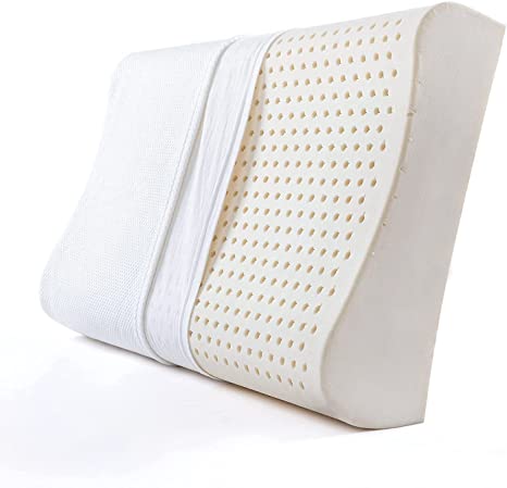 Latex Pillows,Luxury Latex Pillow for Neck Support Pain Relief,Ergonomic Standard Size Low-Loft Cervical Pillow for Neck Pain with Washable Cover