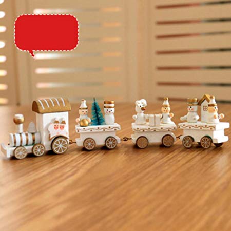 Jujunx Christmas Decorations Woods Small Train Children Kindergarten Snowman Festive Gift Decors (C)