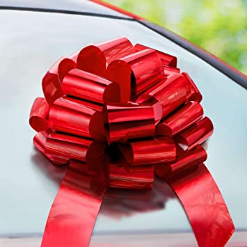 EcoEarth Big Red Car Bow (18 inch, Round, 1 Pack), Decorative Bows for Giant Gifts, Birthday Bow for Car, Huge Bow for Presents, Christmas Bow