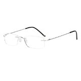 LianSan Titanium Lightweight Reading Glasses Men Womens Fashion Rimless Readers Glasses 8085 150 Silver
