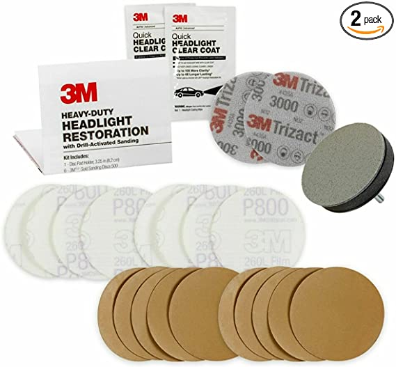 3M Headlight Restoration Kit, 2-Pack, Easy Heavy Duty Car Headlight Restoration System