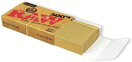 RAW 500's Classic Natural Unrefined Rolling Paper 1 1/4 79mm Size (1 Pack)