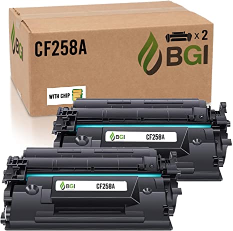 BGI Remanufactured Toner Cartridge for HP 58A CF258A (Includes CHIP) for HP Laserjet Pro M404dw M404dn M404n M404 MFP M428fdn M428fdw M428dw M428 | CHIP Installed | 2 Pack | Made in USA