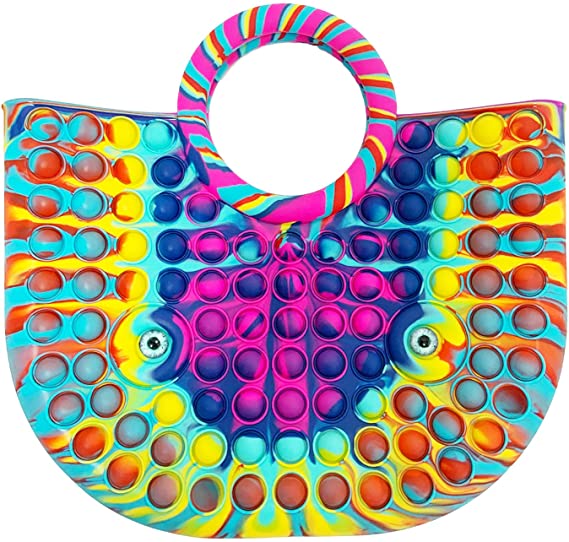 SUVAPOTAC Push Bubble Fidget Pop Handbags， Fidget Handbag Toys for Girls and Women's Handbags Pop Bubble Fidget Sensory Toy Handbags (Rainbow)