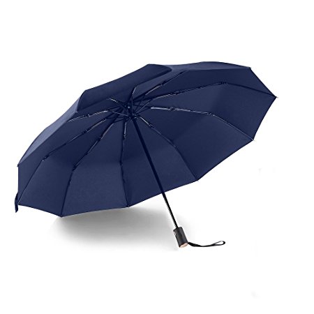 Bodyguard 10- Ribs Umbrella Windproof Umbrella Teflon Coated Umbrella Opens and Closes Automatically with 210T Fabric Transport Bag for Travel