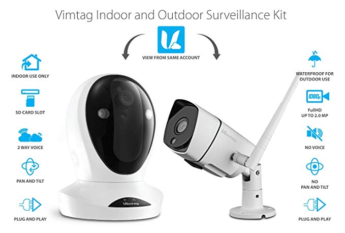Vimtag P1-B3 Indoor Oudoor Kit Security Camera, White