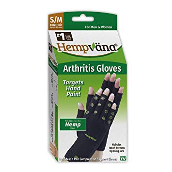 Hempvana Arthritis Compression Gloves - Fingerless Gloves Made with Hemp Plant Fibers - Support for Wrist & Hands (S/M)