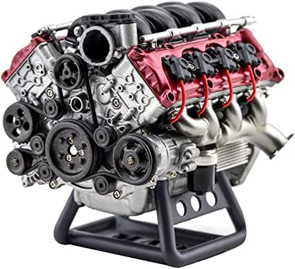 MAYS Mini V8 Engine Model Kit for Adults, MAD RC Metal Internal Combustion Engine Dynamic Assembly DIY Toy for AX90104 SCX10â…¡ Capra VS4-10 Pro /Ultra Model Car - KIT Version, 6.4 x 6 x 5.5cm