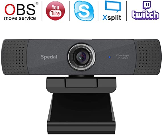 Webcam Streaming YouTube OBS Twitch Compatible Skype Wide Angle Webcam Full HD 1080P PC Camera with Microphone Computer Camera Compatible for Mac, PC, Laptop, Desktop