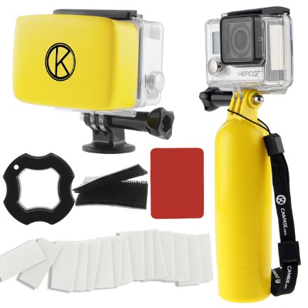 CamKix Accessory Bundle for Gopro Hero 4, Black, Silver, Hero  LCD, 3 , 3, 2, 1 including Floating Hand Grip / Floater/ Anti-Fog(Yellow)