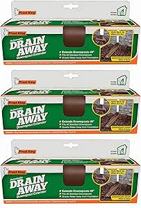 Frost King DE46BR Automatic Plastic Drain Away Downspout Extender, Extends 4-Feet, Brown 3 Pack