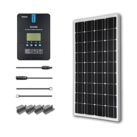 Renogy 100 Watt 12 Volt Monocrystalline Solar Starter Kit with 40A Rover MPPT Charge Controller