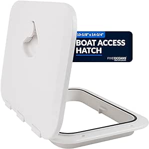 Five Oceans Boat Hatch, Marine Access Hatch, Boat Hatch Lids, Recessed Handle Locking System, White Premium Series