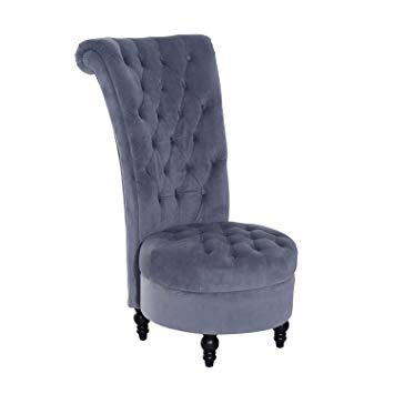 HomCom 45" Tufted High Back Velvet Accent Chair - Gray