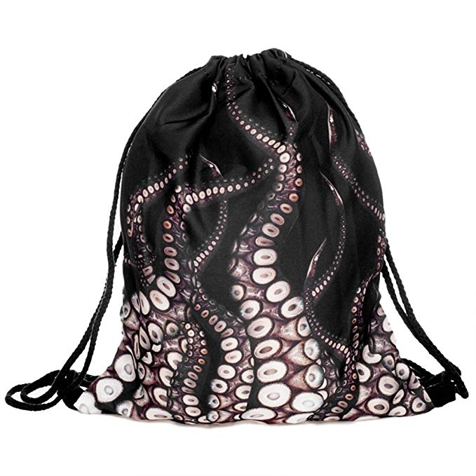 Ababalaya 3D Print Drawstring Backpack Rucksack Shoulder Bags Gym Bag, Squid Foot