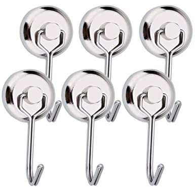 EVISWIY Swivel Magnetic Hooks for Pot Holders 50LBS Magnet Hooks Hangers for Cruise Cabins Refrigerator Lockers Hanging BBQ Grill Tools Oven Mitts Silver 6 Pack